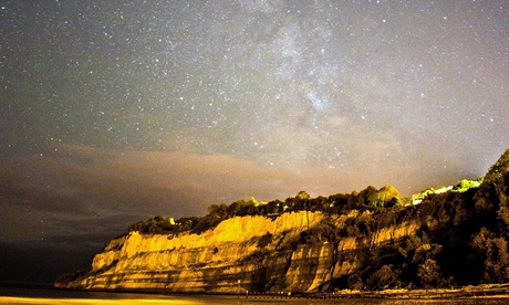Starry night over the Isle of White coastline