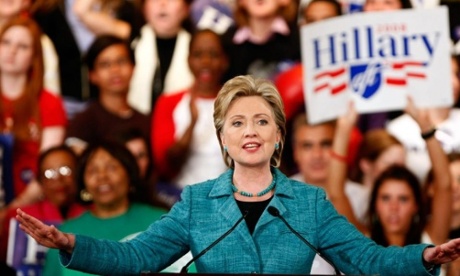  Clinton campaigns for the presidential nomination in Philadelphia, Pennsylvania, in 2008