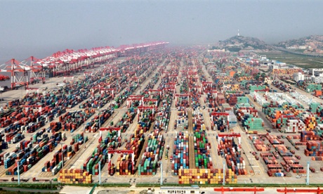 The container pier at Yangshan Port in the Shanghai free trade zone.