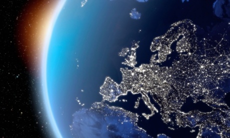 A computer generated image of earth at night