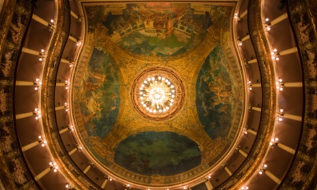 The ornate ceiling of Manaus’s famous opera house.