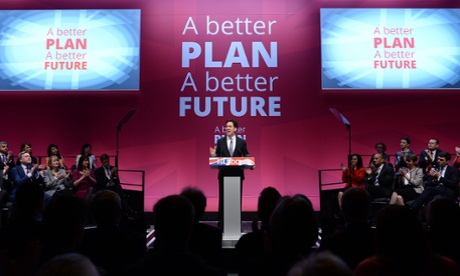 Labour leader Ed Miliband delivers a speech at his party’s manifesto launch in Manchester.