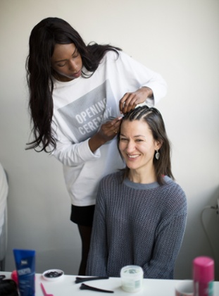 Lauren Cochrane gets braided.