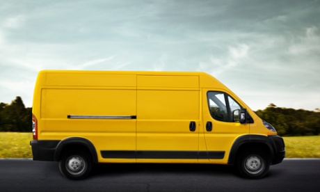 A yellow van