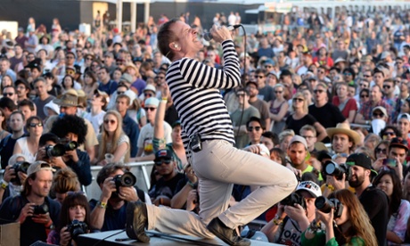 Stuart Murdoch of Belle and Sebastian performs onstage at Coachella.