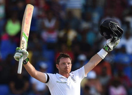 He celebrates scoring his 22nd Test century for England.