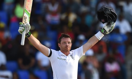 English batsman Ian Bell celebrates scoring his century in St John's, Antigua.