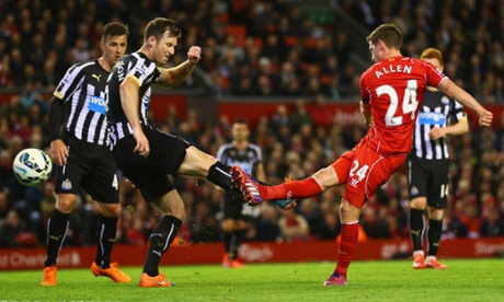 Joe Allen reacts quickly to smash the ball past Michael Williamson and score the second.