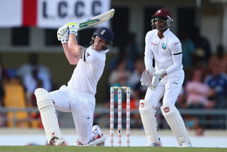 Ben Stokes hits a straight six off the bowling of Sulieman Benn.