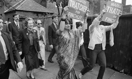 Margaret Thatcher on the campaign trail in Finchley, circa 1983.