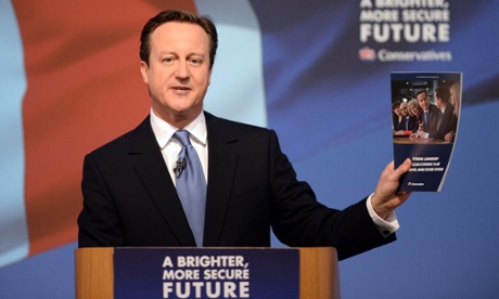 David Cameron launches the Conservative party manifesto.