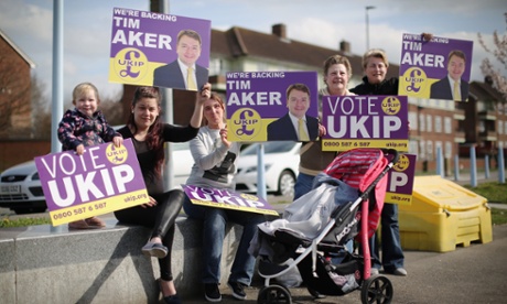 Ukip supporters await the arrival of the party's leader Nigel Farage on a campaign visit to South Okendon.