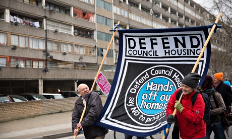 Protesters against a lack of social housing in Southwark
