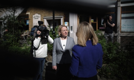 Green party leader Natalie Bennett is interviewed after the launch of its manifesto