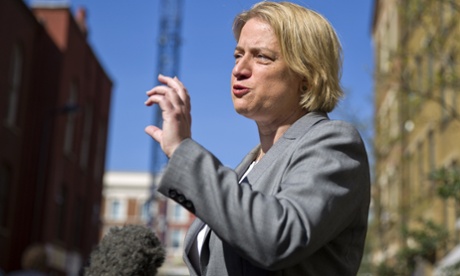 Green Party leader Natalie Bennett speaks to journalists after launching the party's general election manifesto in London on 14 April 2015.