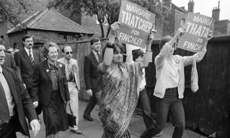 Margaret Thatcher on the campaign trail in her constituency of Finchley in 1983.