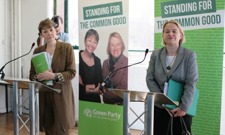 The Green party manifesto launch with leader Natalie Bennett, right, and Brighton MP Caroline Lucas.