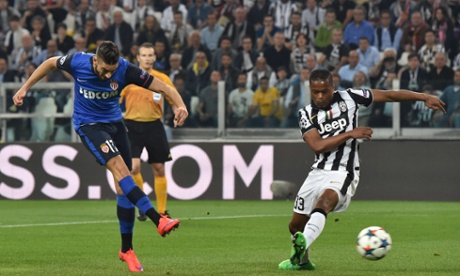Monaco's Yannick Ferreira Carrasco's shot had the beating of Patrice Evra but not Gianluigi Buffon.