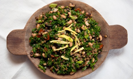 Jack Monroe's lentil, bean and kale salad.