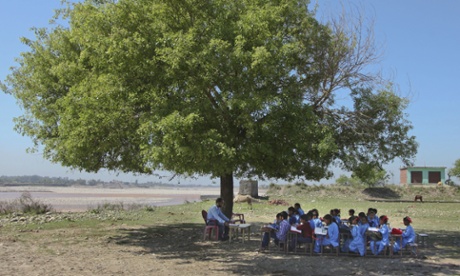 Tree of learning … young Indian children study at a government-run school on the outskirts of Jammu, India. Does the system pass with flying colours where you live?