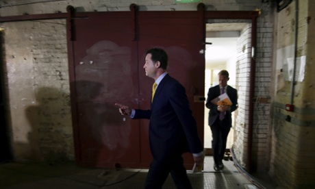 Nick Clegg arrives before the unveiling of his party's manifesto in central London.