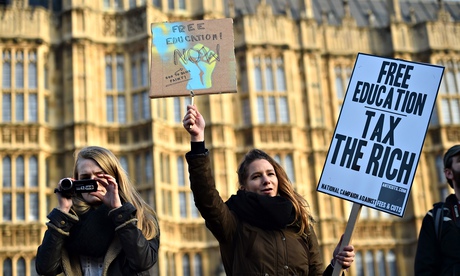 Students protest outside the Houses of P
