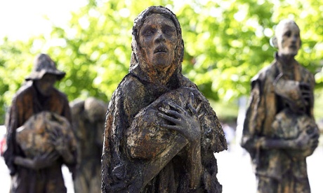 The Irish famine memorial on the north quay in Dublin