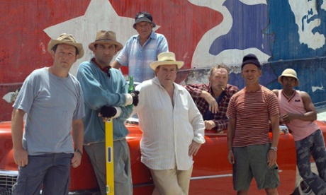 Timothy Spall and cast in the hit 1980s TV series Auf Wiedersehen, Pet.