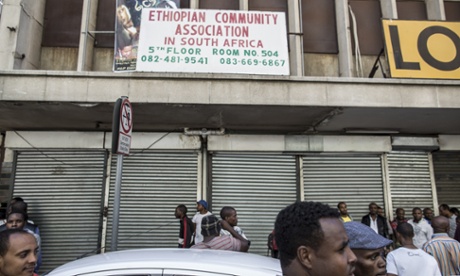 Row of closed shops in Johannesburg's central business district.