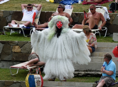 Another lunchtime discussion - what the heck is this fan wearing?