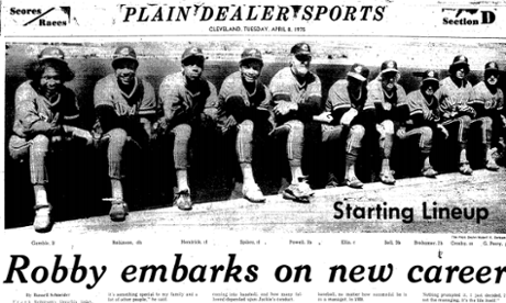 The Cleveland Plain Dealer reporting on the managerial debut of Frank Robinson. 