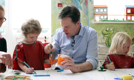 Liberal Democrat leader Nick Clegg at a nursery in his Sheffield constituency