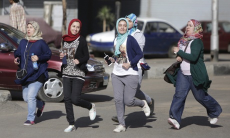 Young Egyptian women running