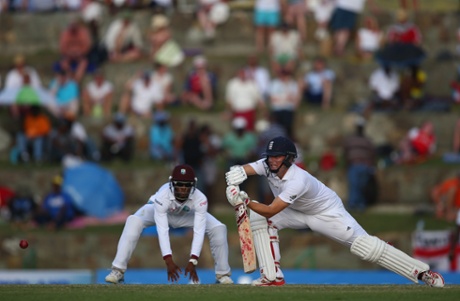 Gary Ballance plays to the offside as the evening draws in.
