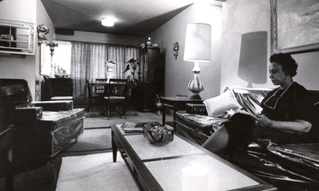 Etta McCowan relaxes inside her Igoe apartment in April 1967.