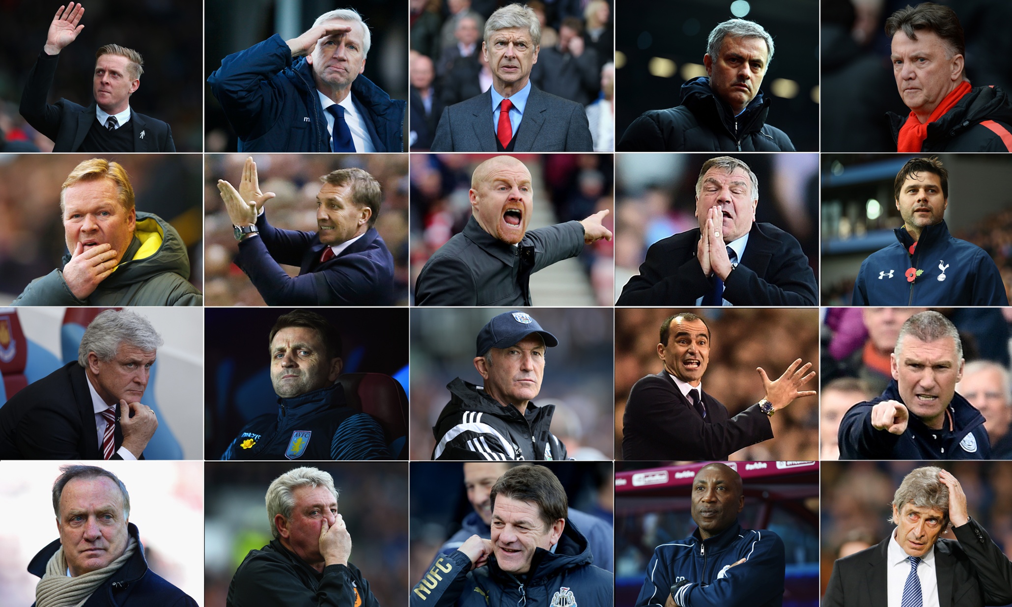 The Premier League managers’ table Garry Monk top and Manuel