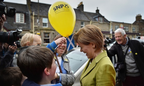 Nicola Sturgeon gets a bop on the head from  supporters in Edinburgh