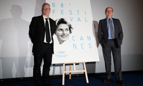 Thierry Fremaux and Pierre Lescure at the Cannes press conference today.