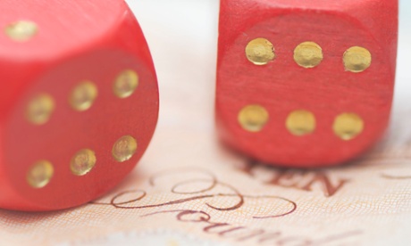 ten pound note and dice