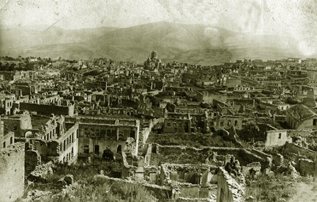 A picture released by the Armenian Genocide Museum-Institute dated 1920 shows a panoramic view of Shushi, in the Armenian region of Karbakh, after it was purportedly destroyed by Ottoman troops.