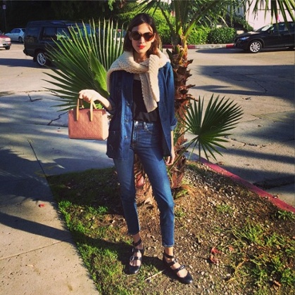 Alexa Chung wears double denim