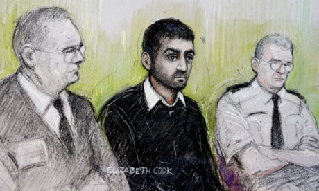 Court artist sketch dated of Erol Incedal (centre), at the Old Bailey, London.
