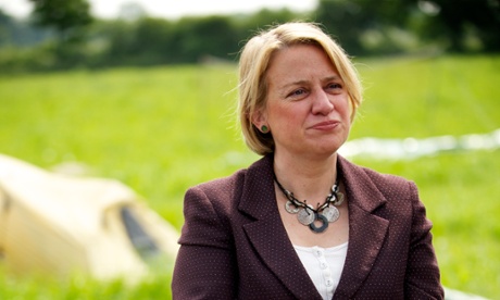 Green party leader Natalie Bennet on a visit to an anti-fracking camp in Chester.