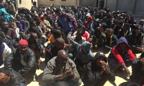 The courtyard inside Zawya detention centre