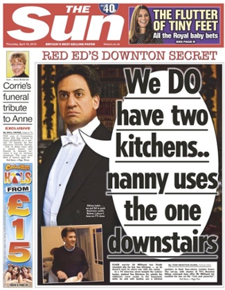 The Sun front page on 16 April of Ed Miliband