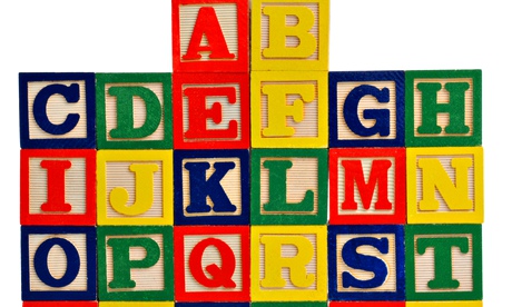 Alphabet in wooden letter blocks