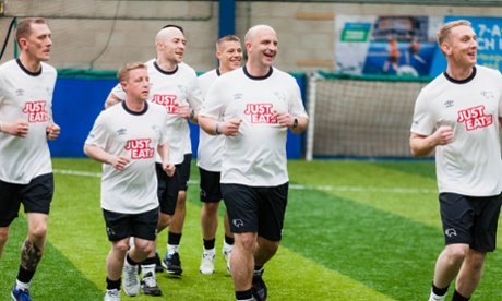 Players at the Derby County Training Centre getting to know each other whilst enjoying their fitness test