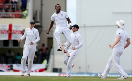 Six down as Chris Jordan celebrates taking the wicket of Jermaine Blackwood, a feint inside edge to Buttler.