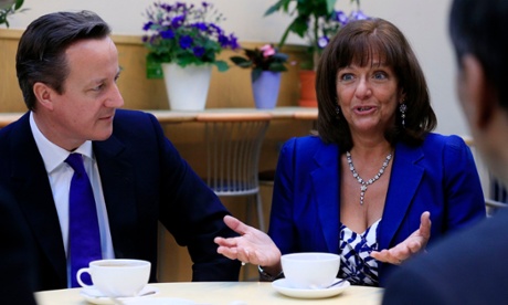 Prime minister David Cameron and pensions campaigner Ros Altmann, who will become a minister if the Conservatives are re-elected.
