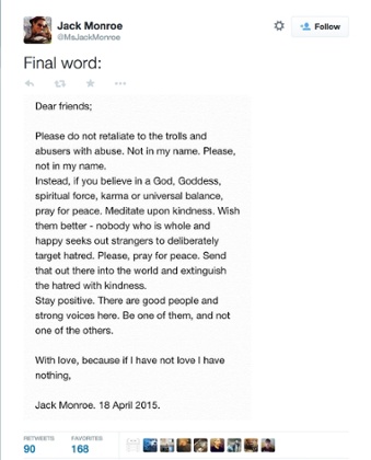 Monroe’s final word. Twitter
